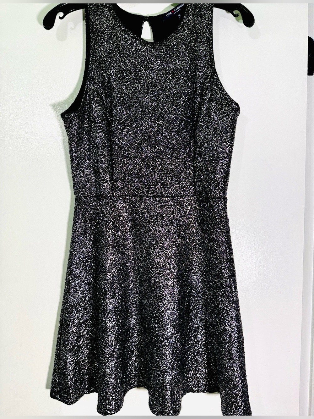 One Clothing Los Angeles M Black Metallic Sparkle Mini Dress